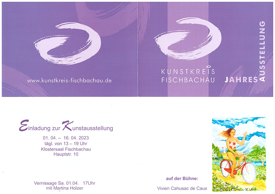 Einladung zur Kunstausstellung des Kunstkreis Fischbachau vom 1. April bis 16. April 2023 im Klostersaal Fischbachau